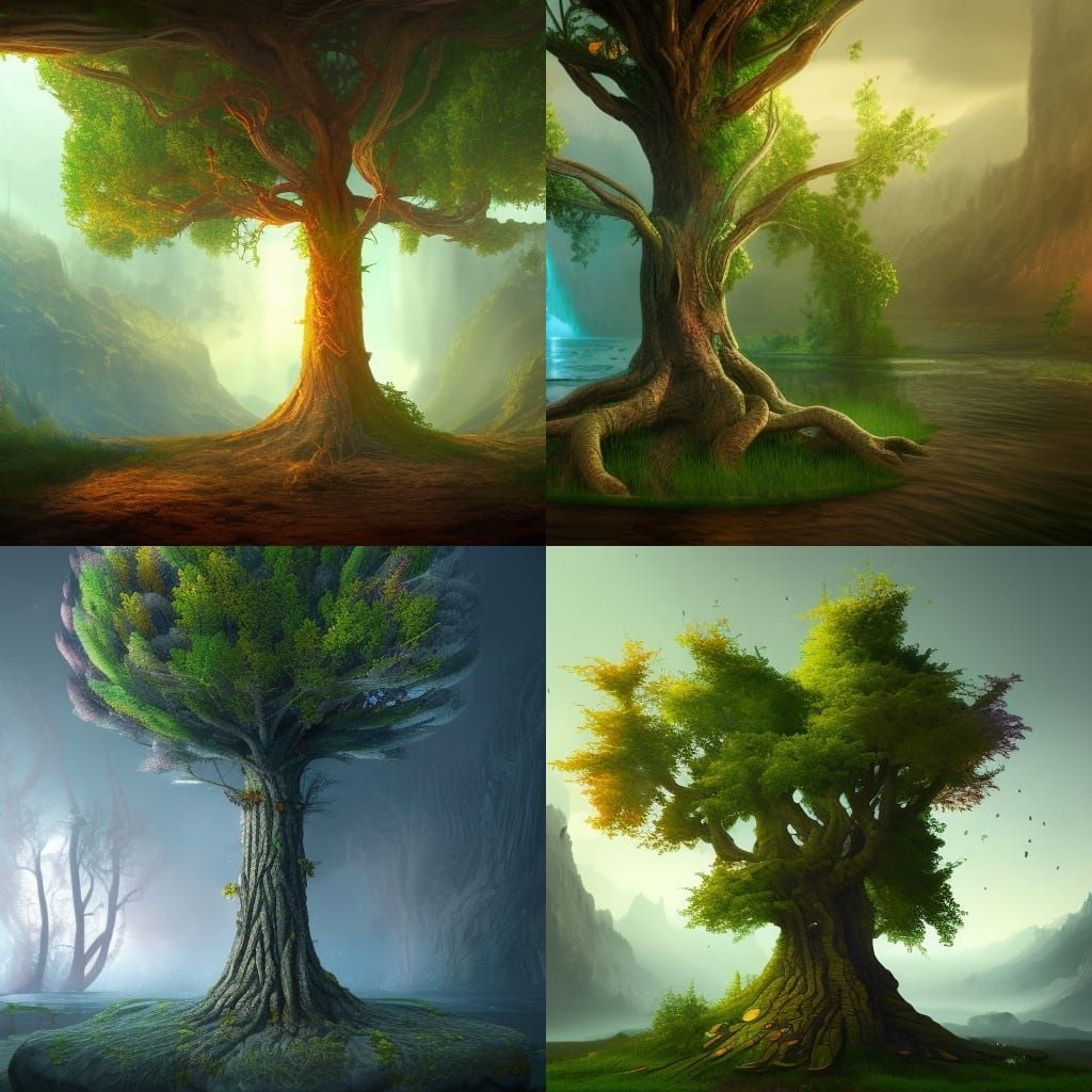 Tree in Glass Jar: Matte Painting Concept Art