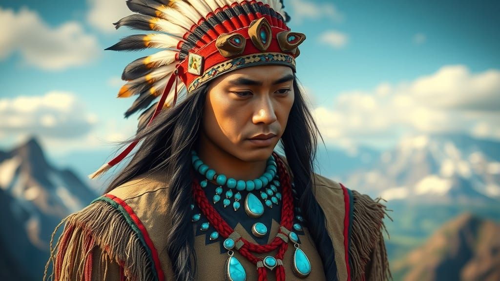 First Nations Chief in Comic Book Art Style