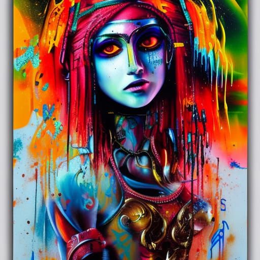 Ereshkigal Graffiti Art in Polychromatic Splash Style