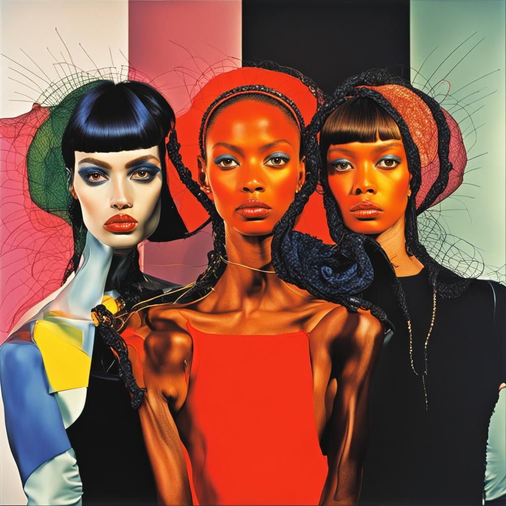 Simultaneous Dresses: High-Resolution Studio Photograph