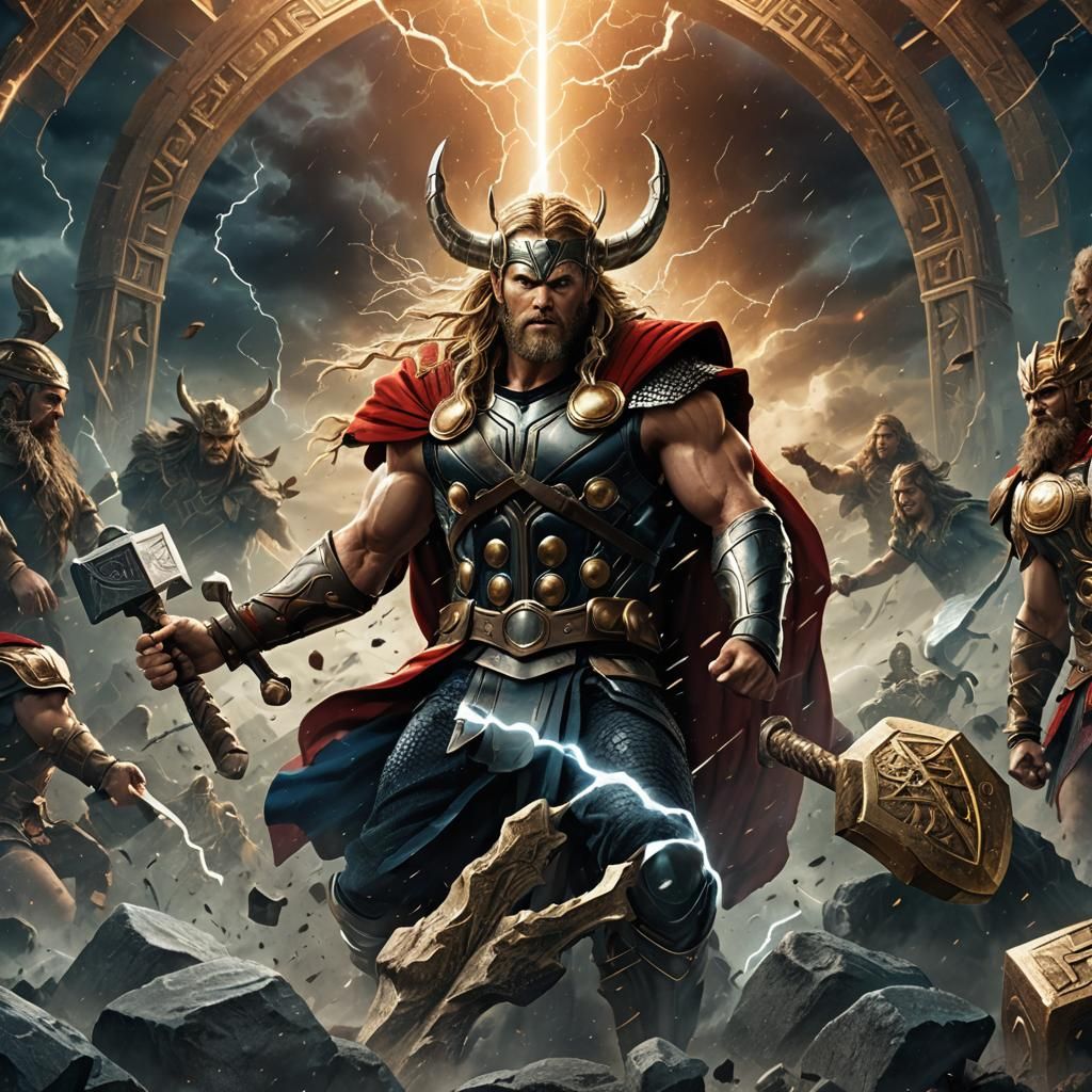 Thor and Jupiter: Gods of Thunder in Detailed Painting