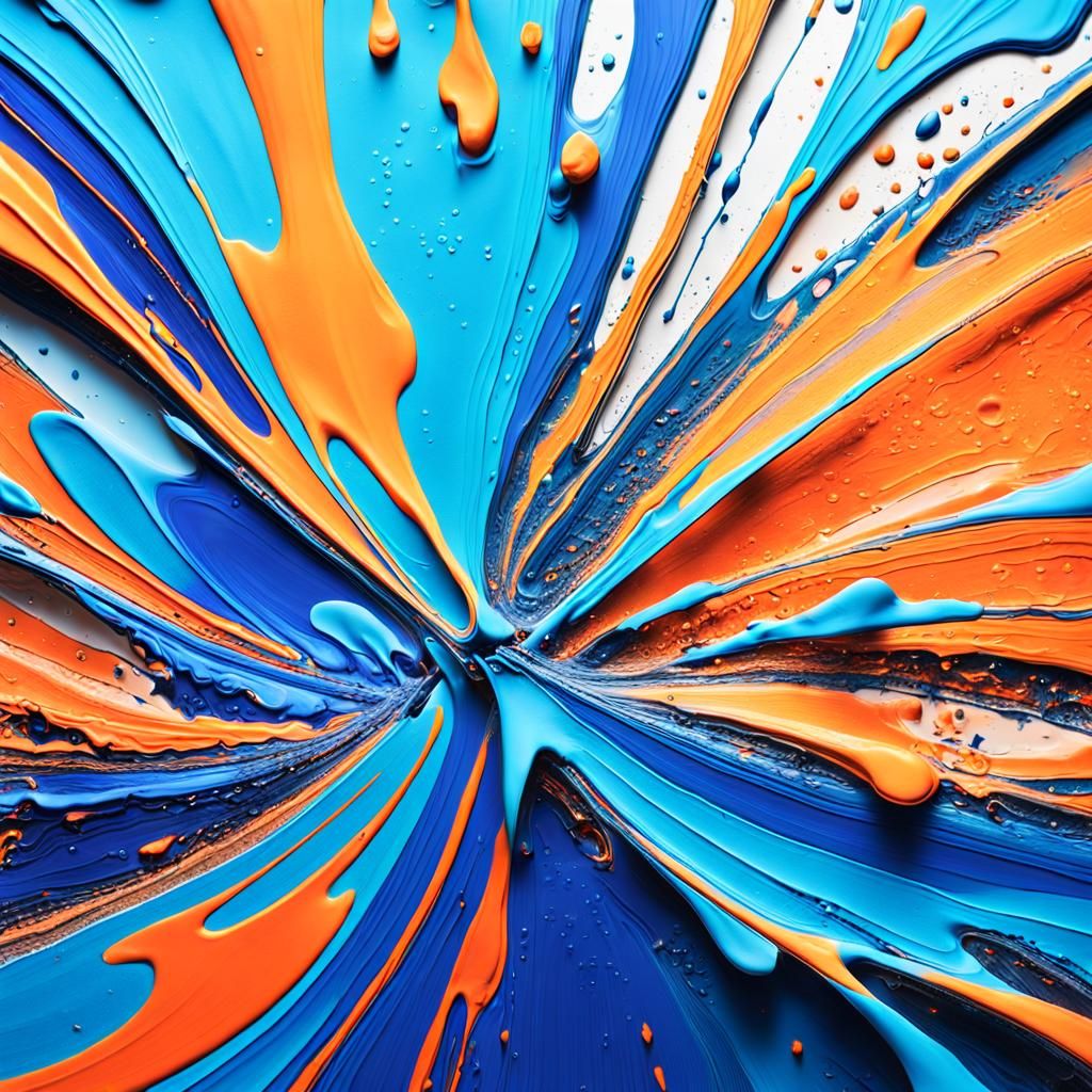 Abstract Expressionism: Swirling Brushstrokes in Blue and Or...