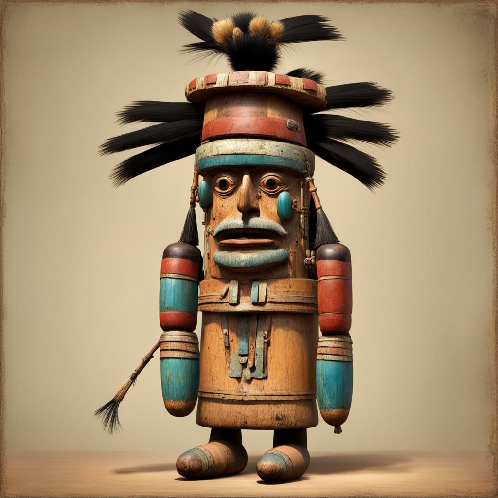 Weathered Kachina Doll in Impressionist Style