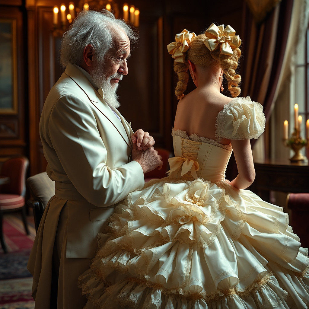 Elderly Gentleman Attends to His Delicate Victorian-Inspired...