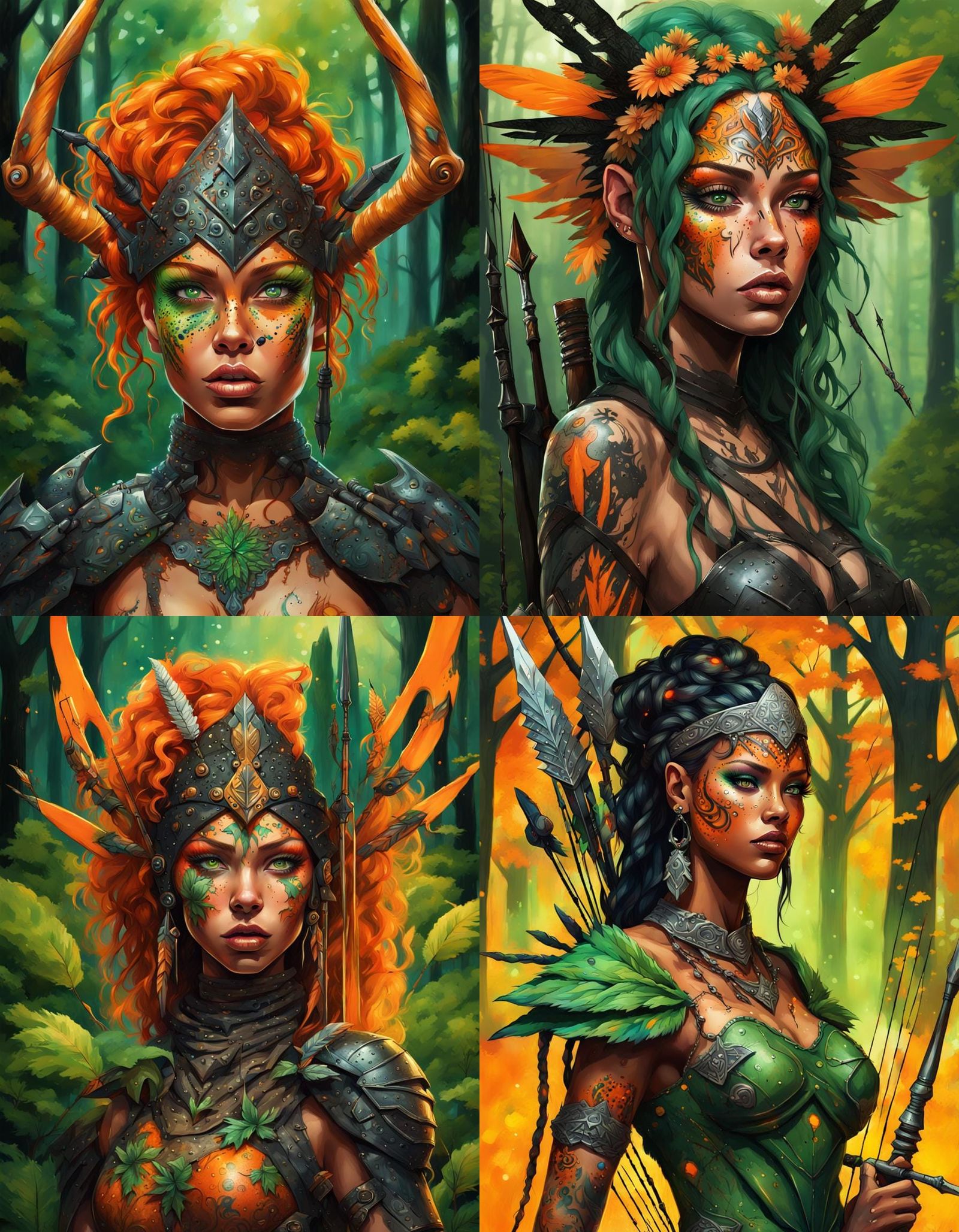 Armored Fairy Queen Hunting in Forest: Graffiti Art