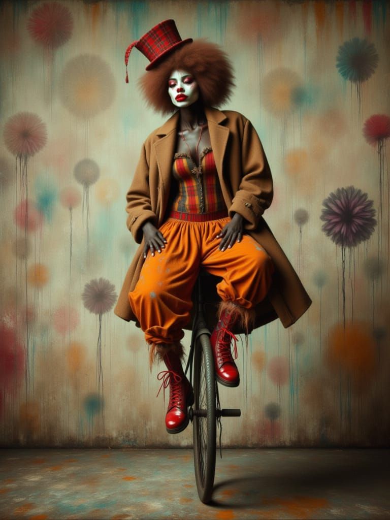 Vintage Circus Poster of a Clown on Unicycle