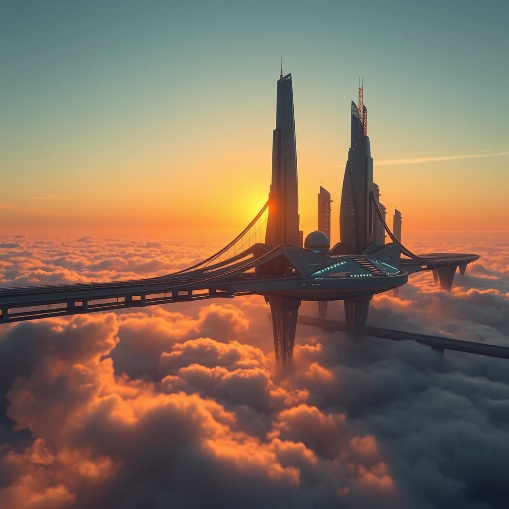 Fantastic Bridges Linking Futuristic Floating Cities
