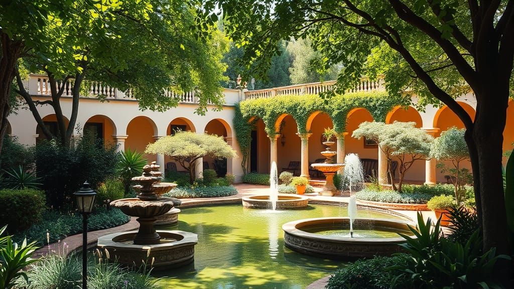 Andalusian Garden in the Style of Impressionism