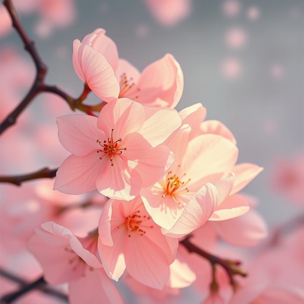 Cherry Blossoms in Art Nouveau Style