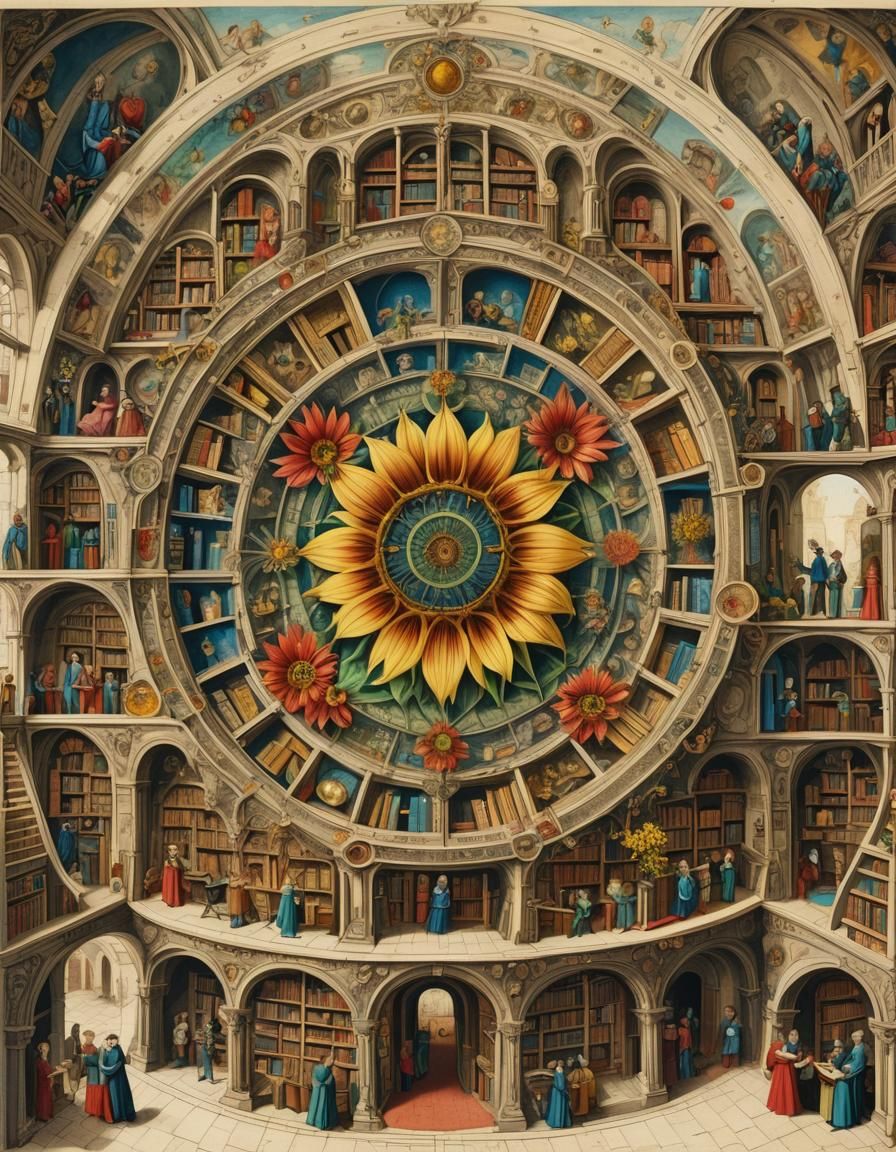 Miniature Society Living Inside a Sunflower, Surrealcore