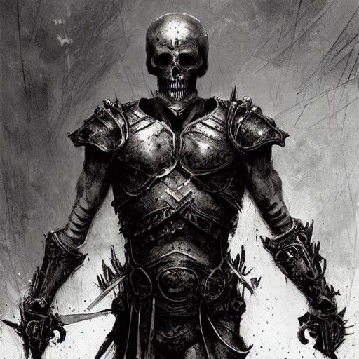 Tortured Skeleton Warrior in Horror Art Style