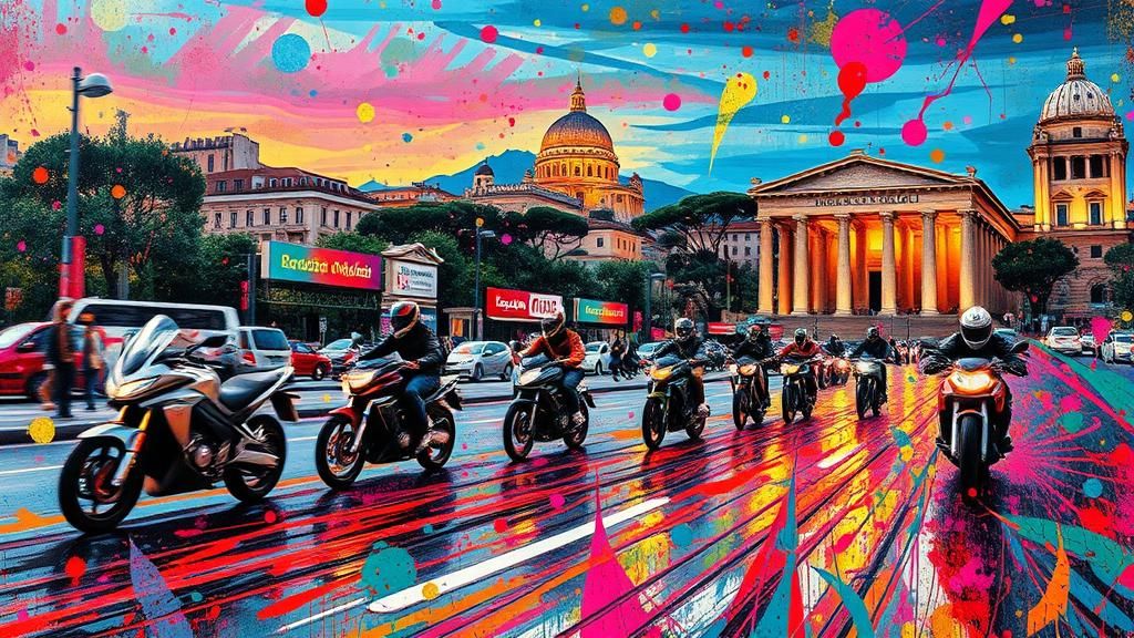 Modern Rome Ink Splatter Art in Pollock Style