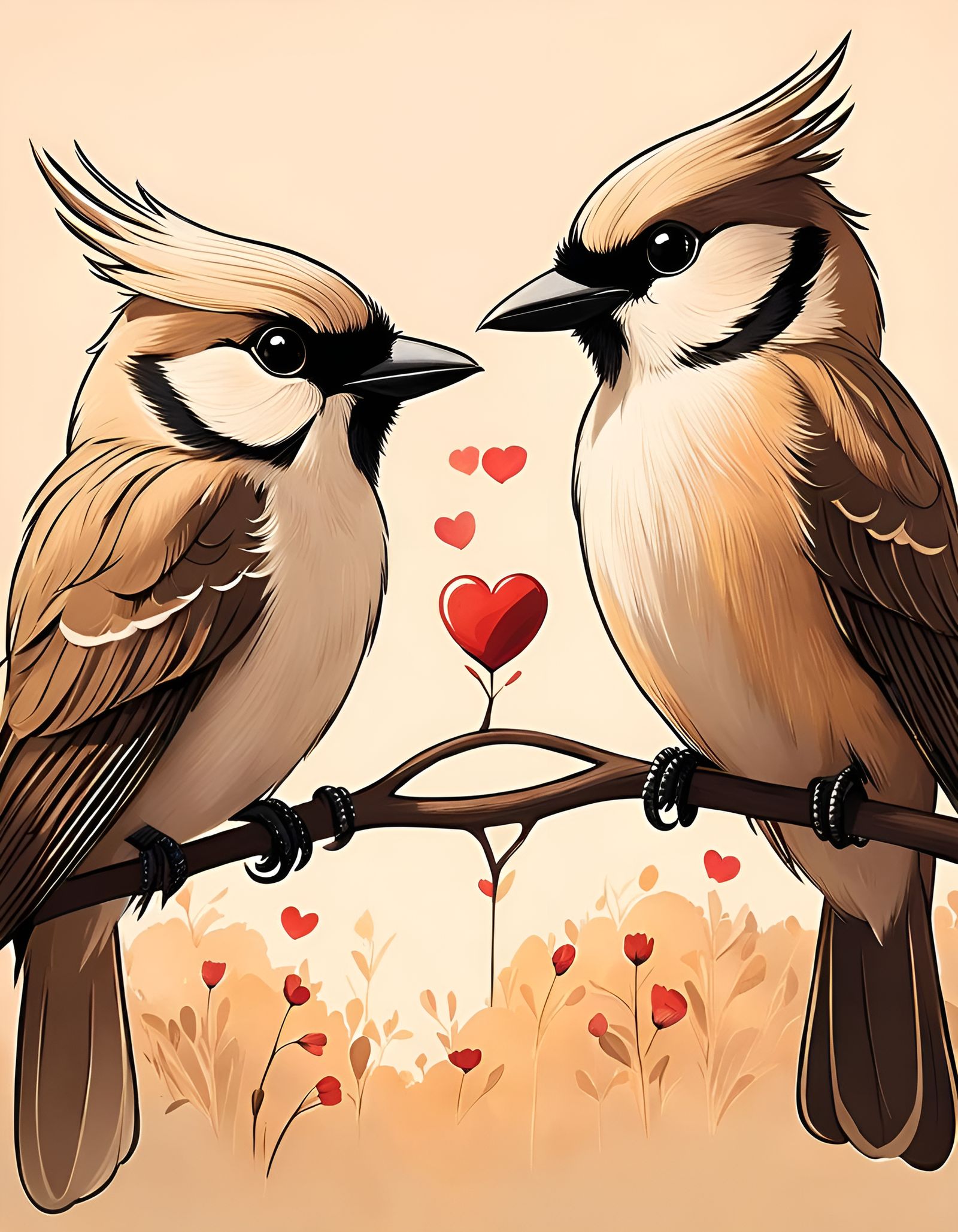Romantic Bird's-Eye View Illustration in Beige Tones