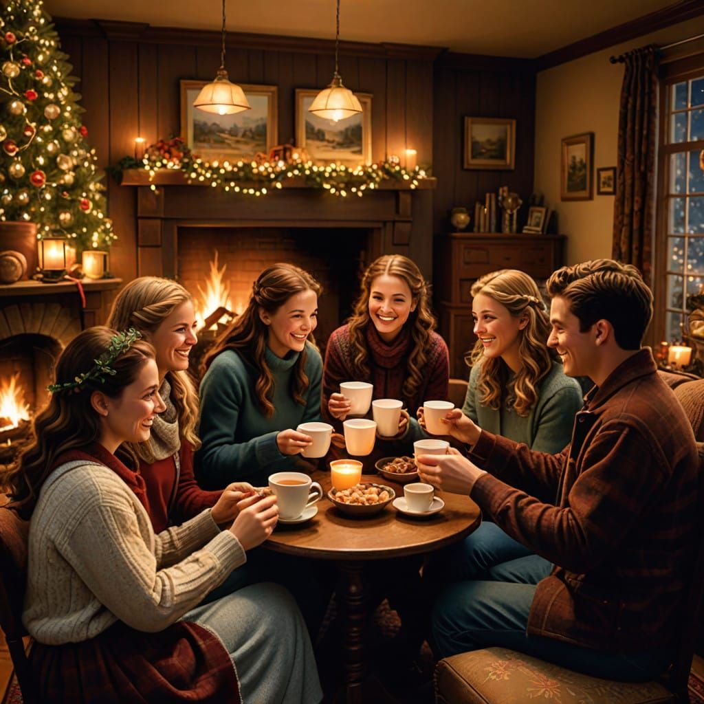 Cosy Winter Gathering in Festive Atmosphere
