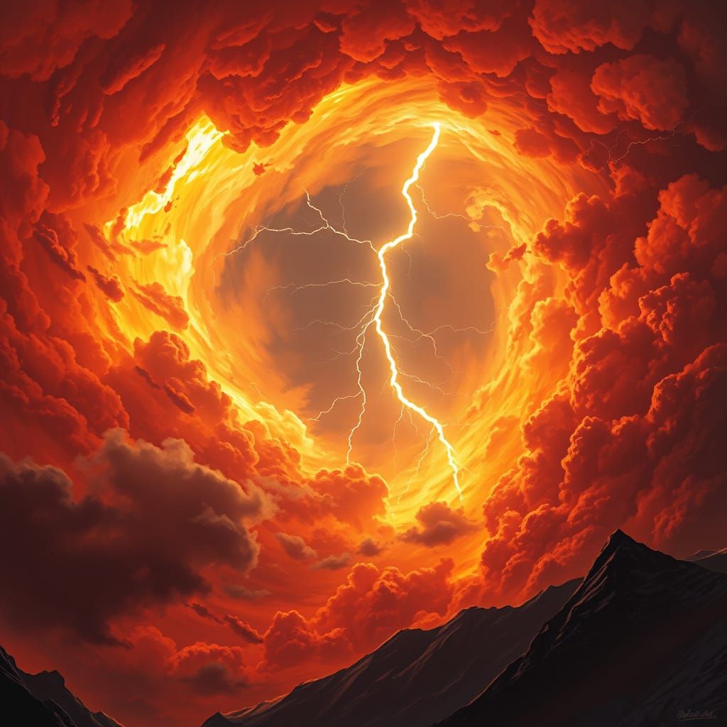 Apocalyptic Sky Ablaze with Crimson and Orange Fury