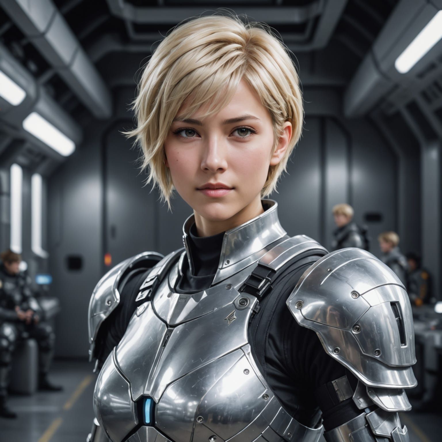 Charming Silver Warrior in Final Fantasy Anime Style