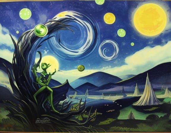 Whimsical Cyberpunk Bowling Scene in a Playful Style