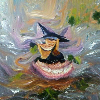 Enchanting Smiling Witch in Fantasy Setting