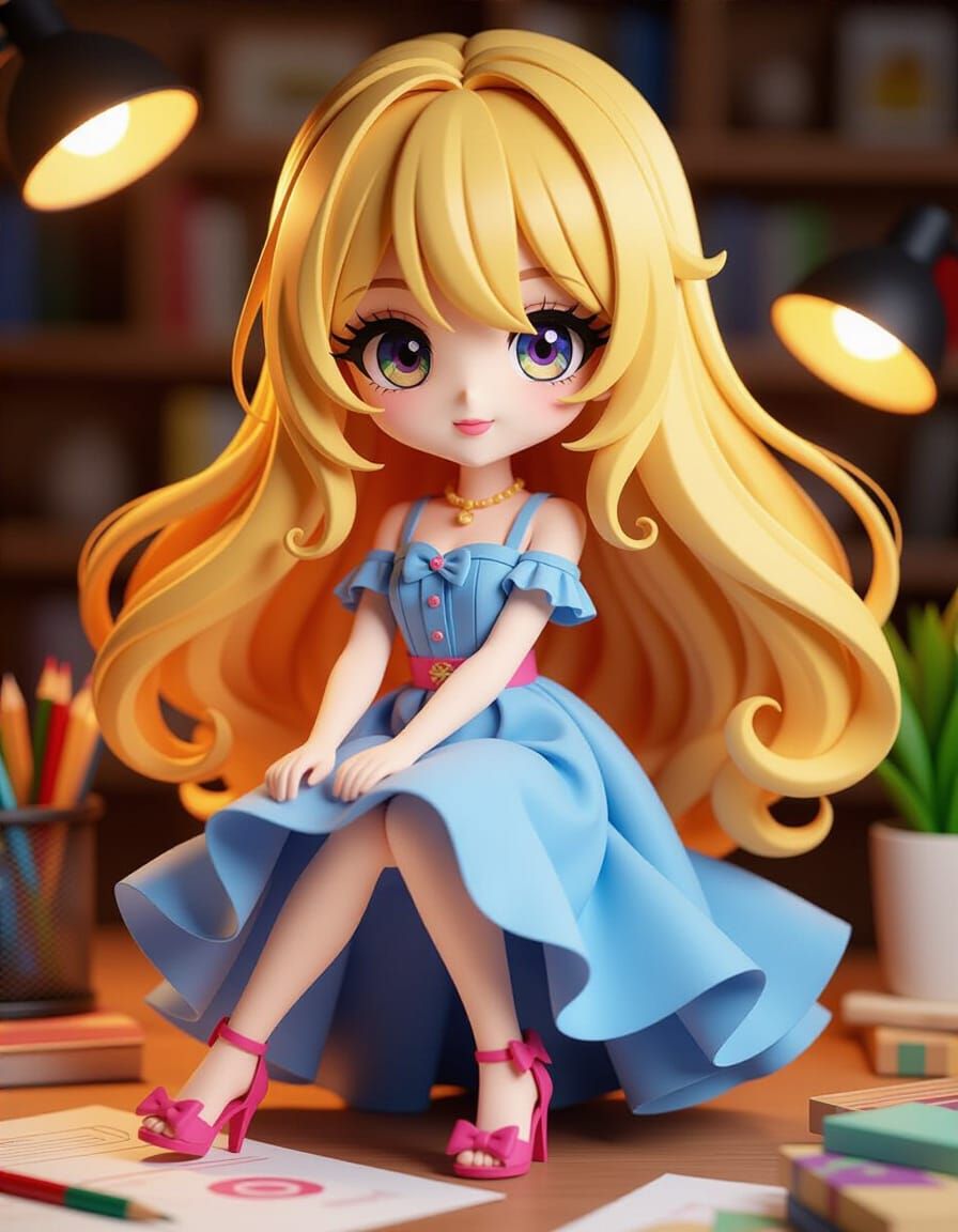 Quilling Papercraft Girl in Anime Style