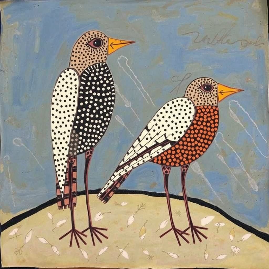 Frenzied Birds in Abstract Expressionist Style