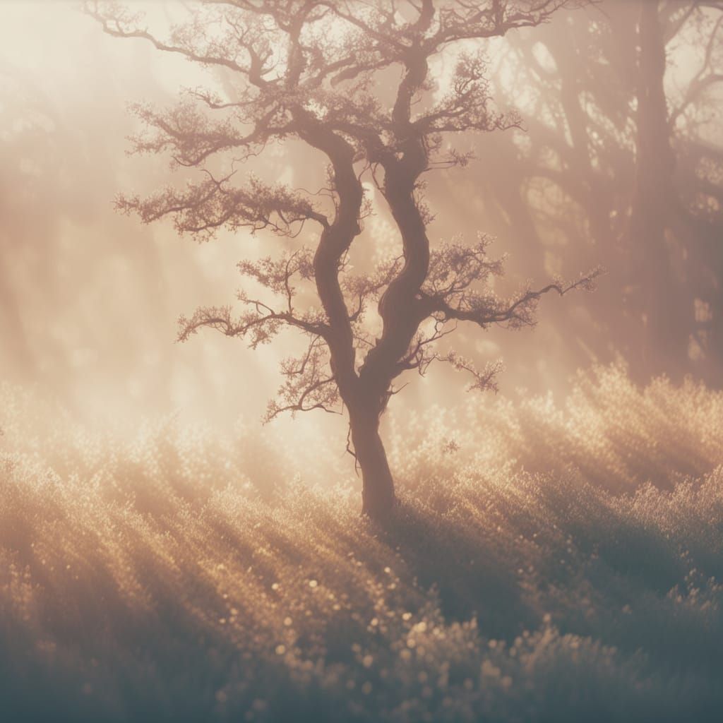 Small Tree in Softly Glowing Mist