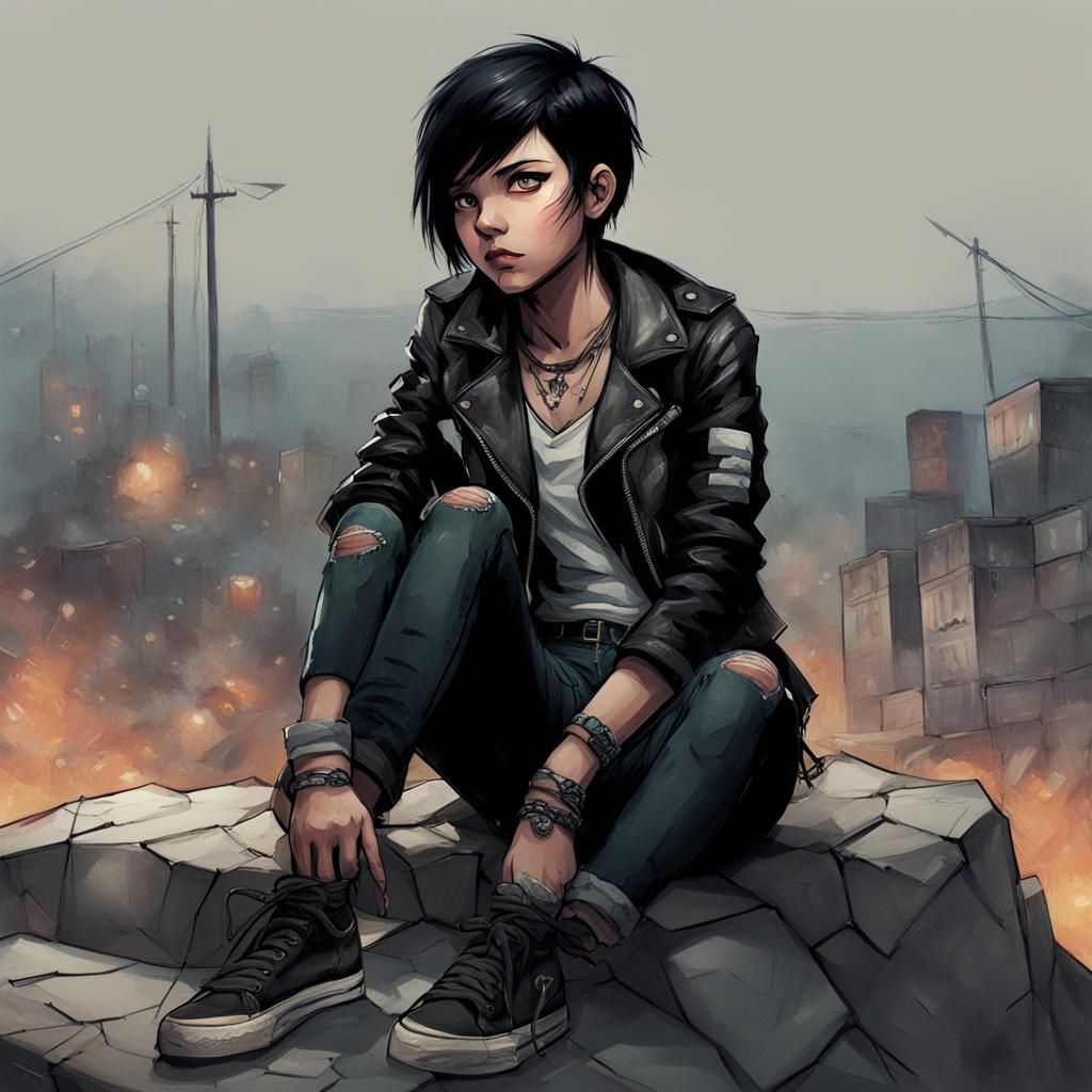 Emo Punk Girl Portrait in Hyperdetailed Digital Art