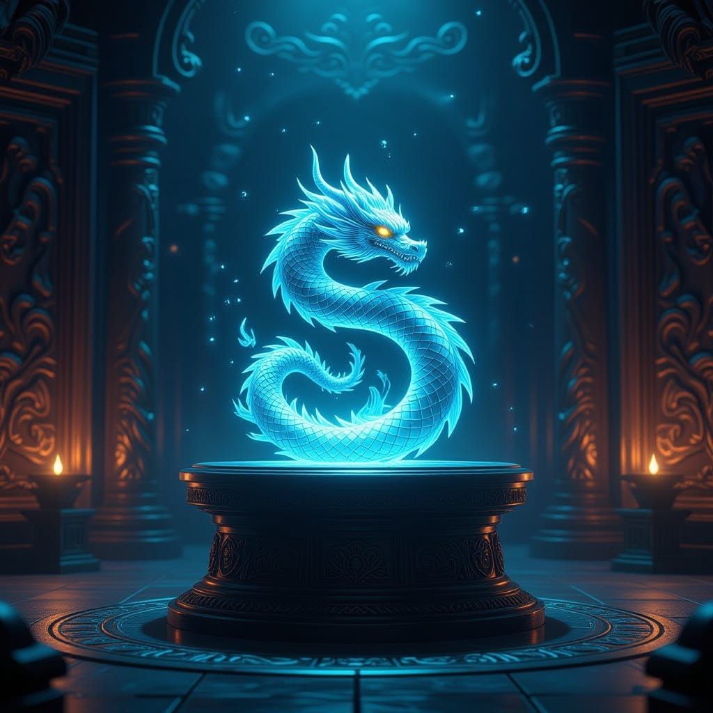 Mysterious Dragon Seal in Ornate Chamber