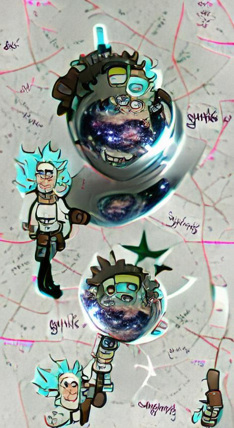 Steampunk Cyborg Rick Sanchez on Tiny Planet