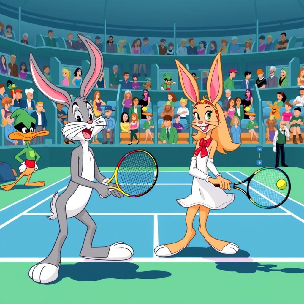 Bugs Bunny and Lola Play Tennis