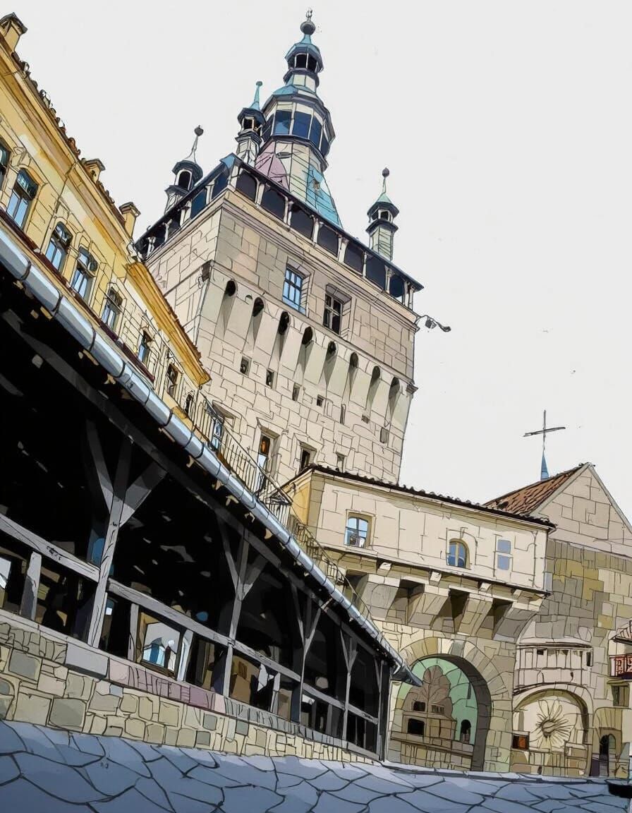 Intricate Contour Sketch of Leafy Landscape Margins