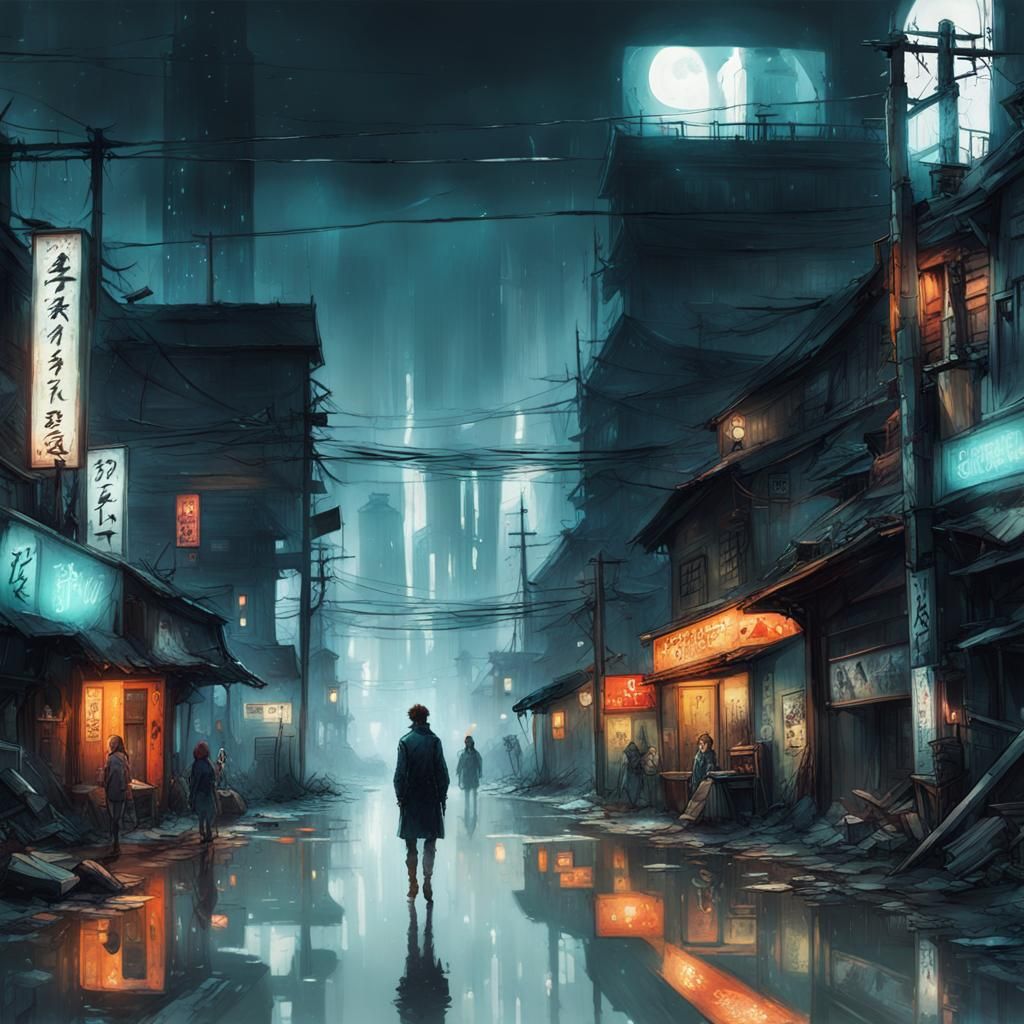 Anime Horror Portrait with Glowing Eyes