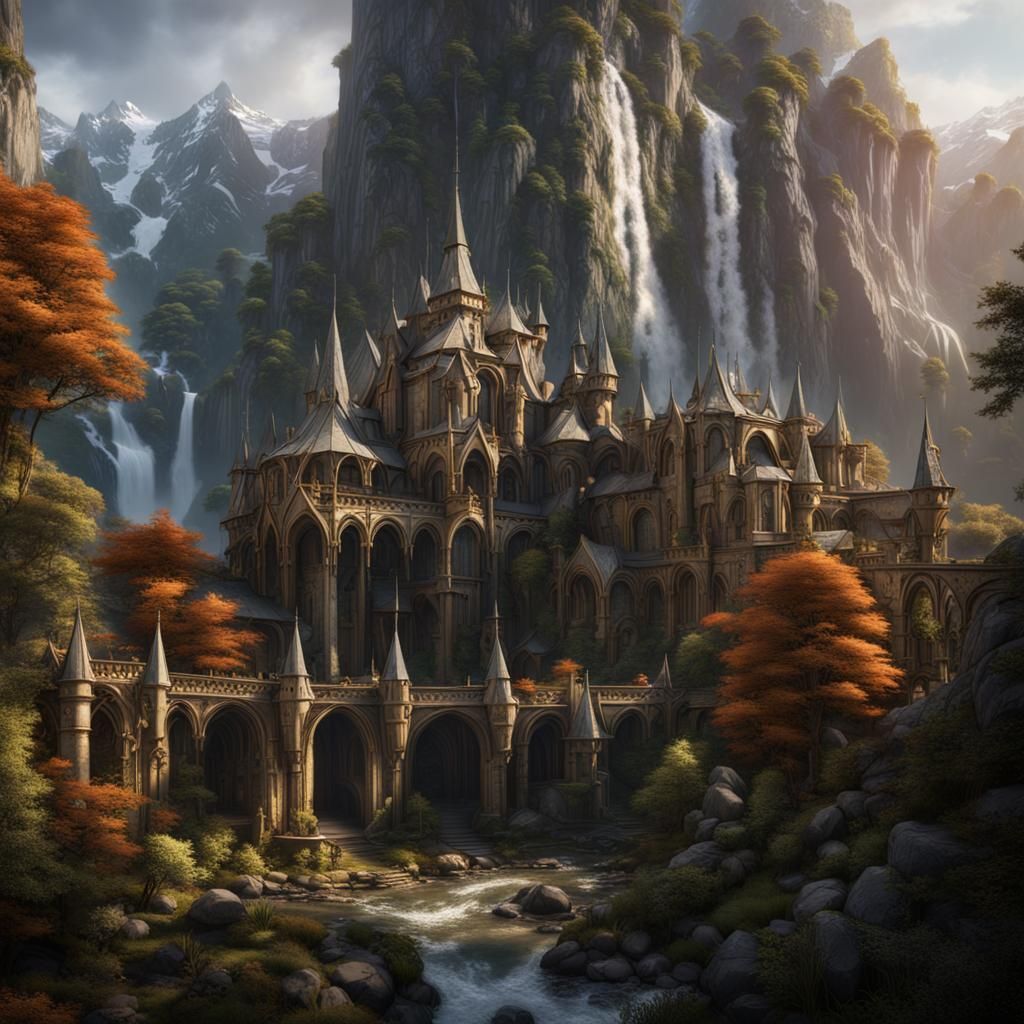 Rivendell Fantasy Concept Art in Detailed Matte Painting