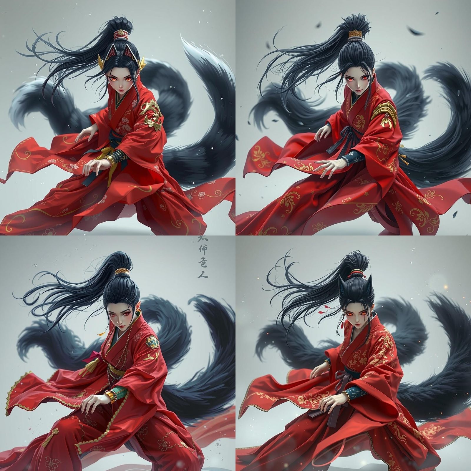 Kitsune Monk Woman in Yakuza Anime Style