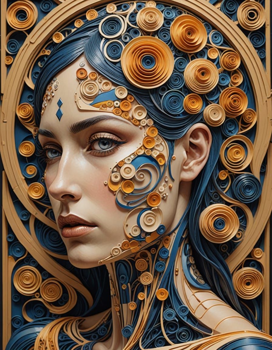 Surreal Anatomical Art Nouveau Painting with Bauhaus Influen...