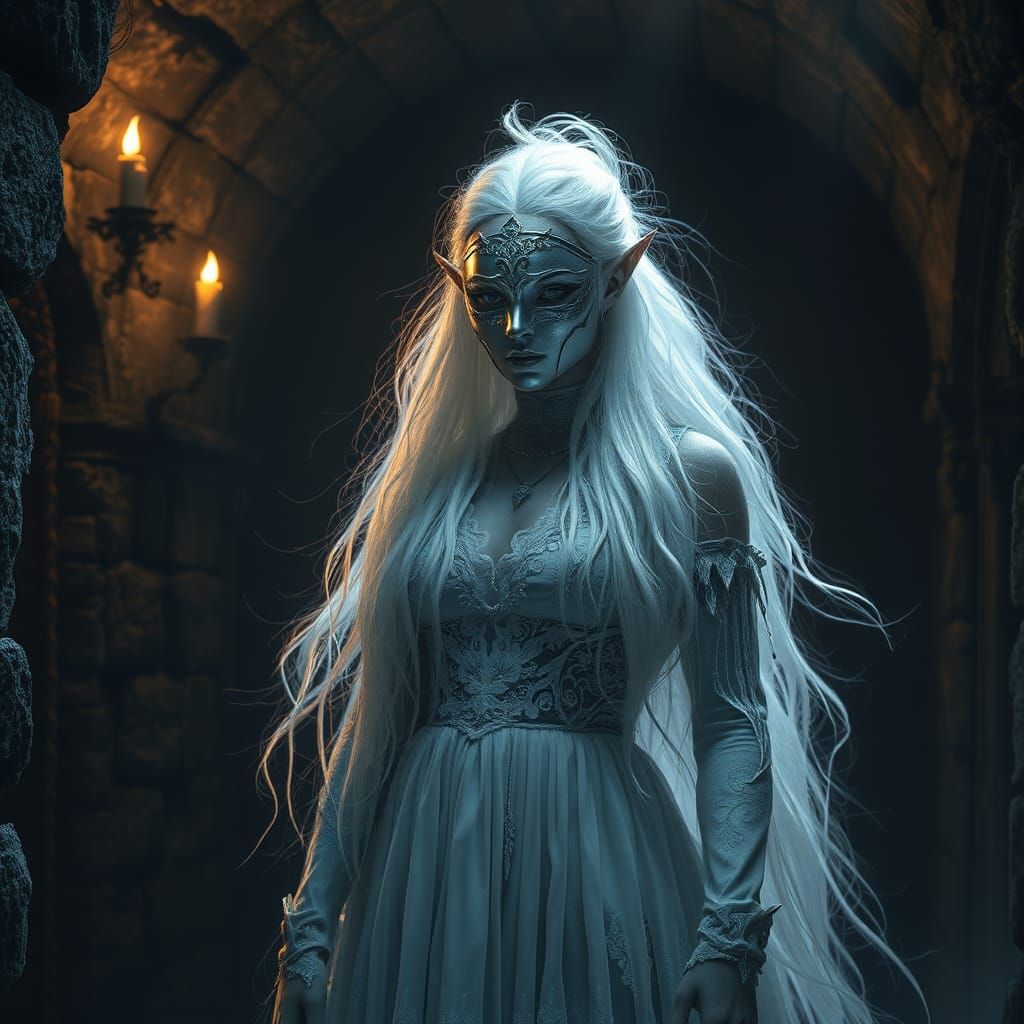 High Elf in Dungeon Cell, Fantasy Art