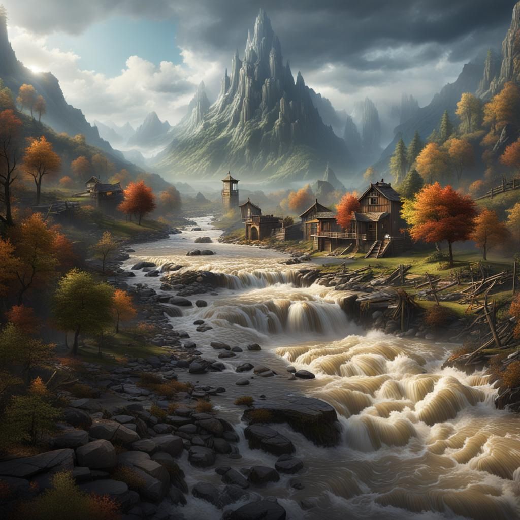 Rushing River Mudslide in Deep Color