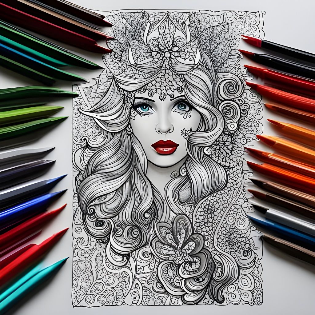 Intricate Line Drawing for Adult Coloring Book