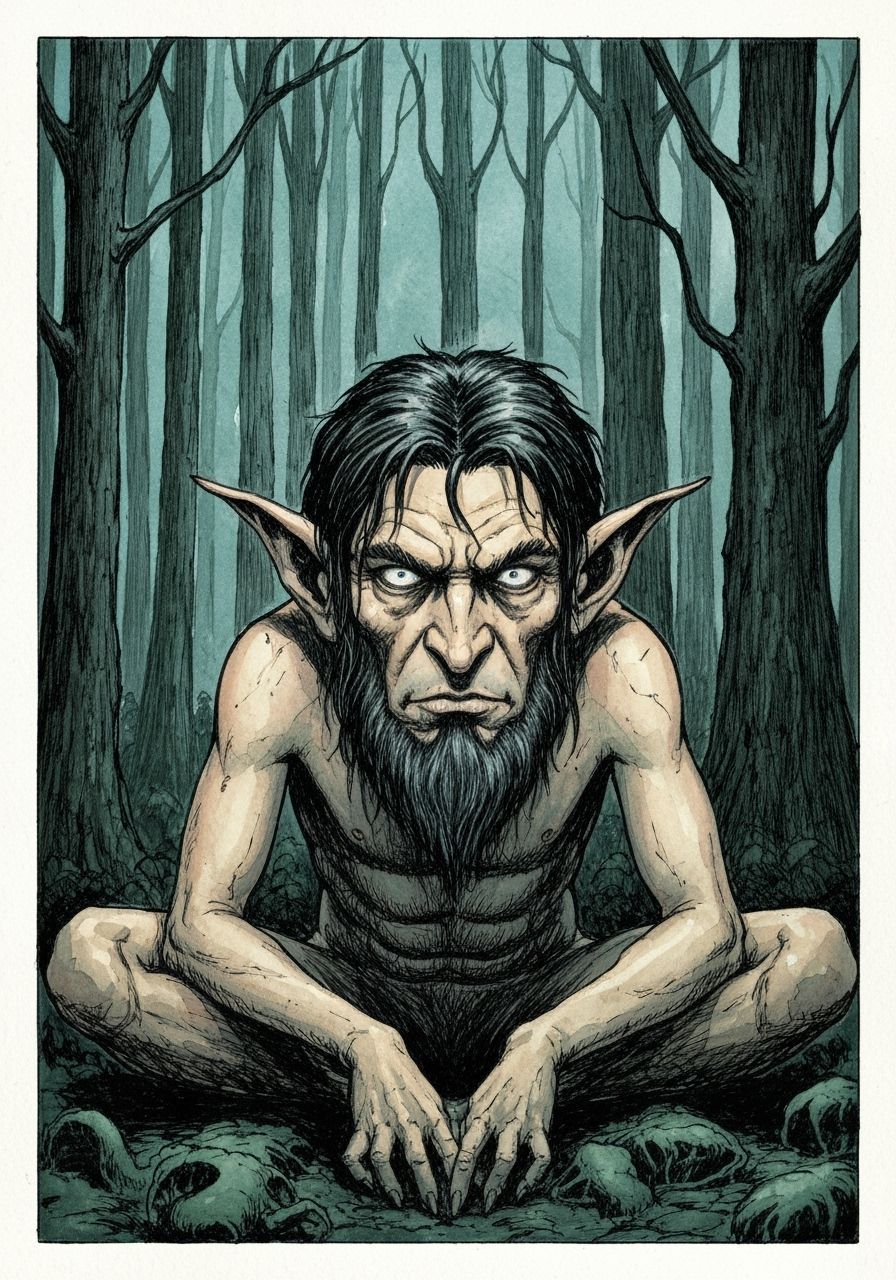 Eldritch Faun in Ominous Forest Portrait
