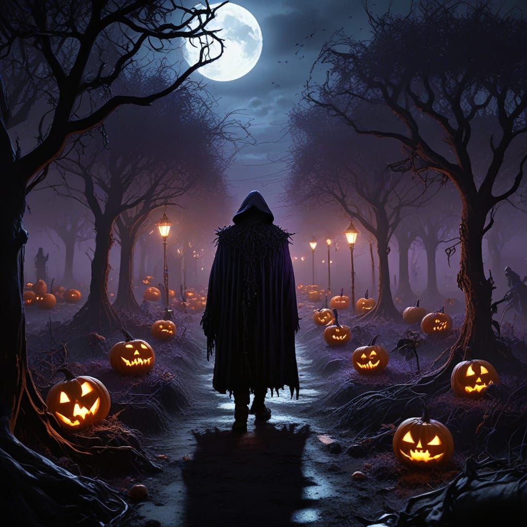 Surreal Harvest Festival Under Blood Moon