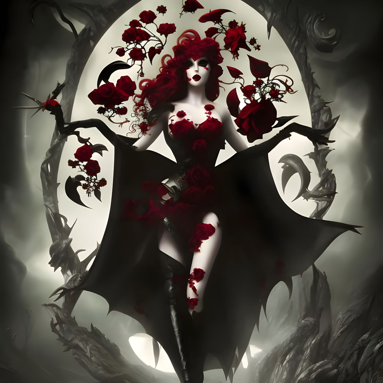 Intricate Foil Rose with Glass Stem, 3D Render