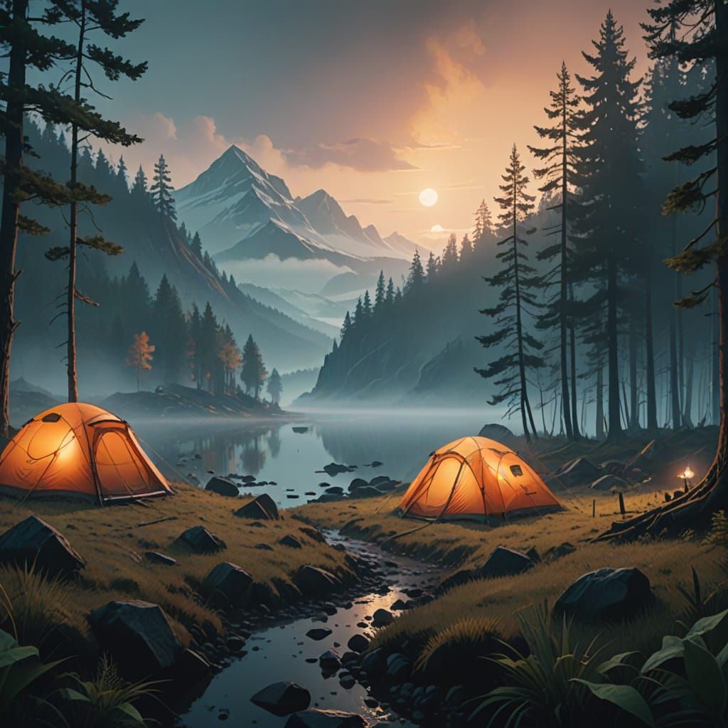 Misty Nature Masterpiece in Aquarelle Style