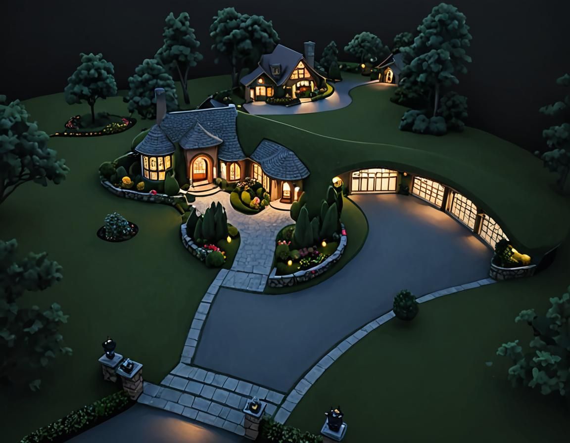 Aerial View of Grand Cottagecore Mansion Estate