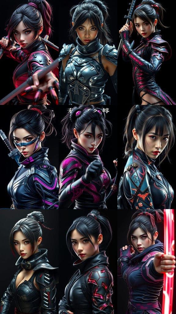Juri Lee as Cyberpunk Kunoichi in Airbrush Style