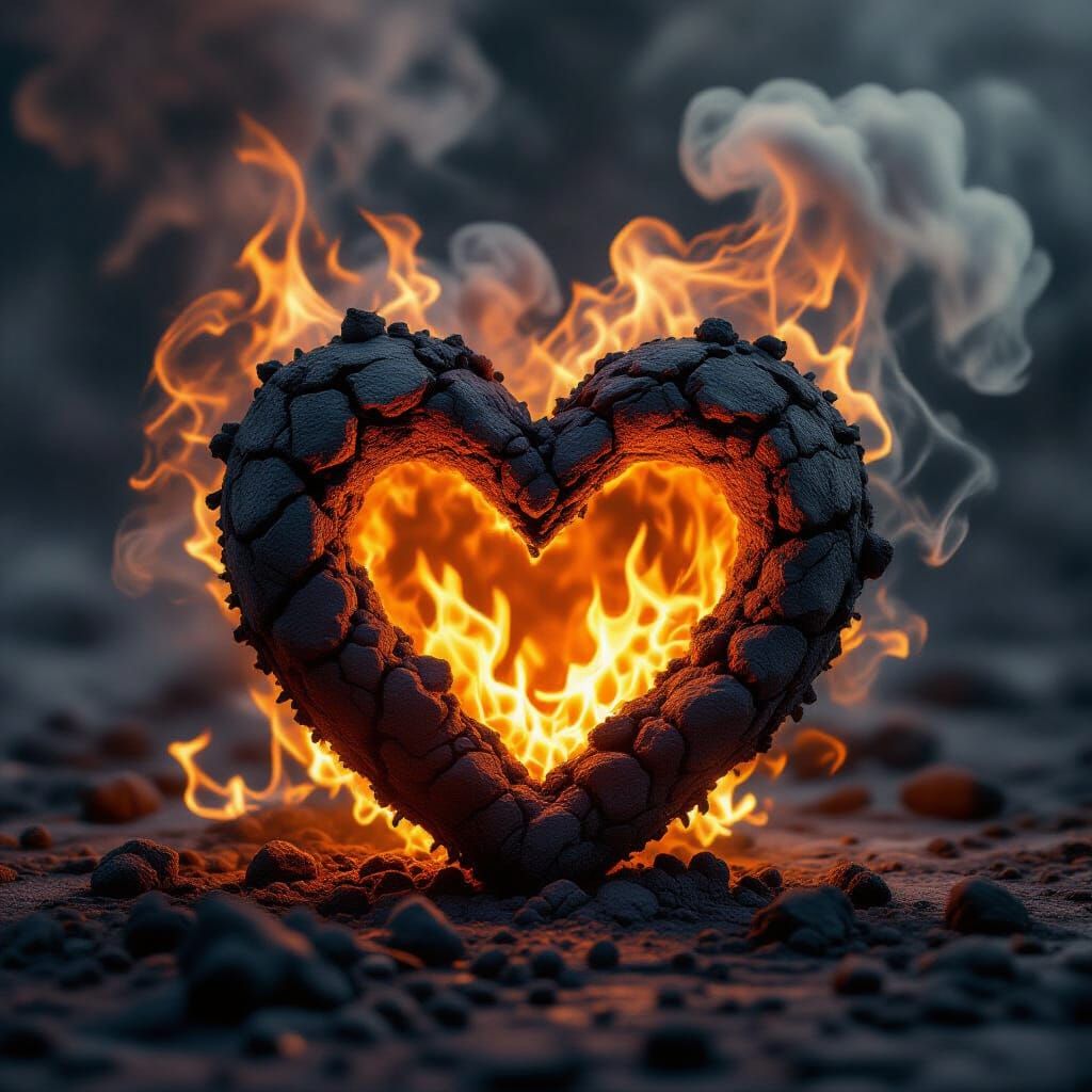 Fiery Heart of Scorched Earth Amidst Flames and Smoke