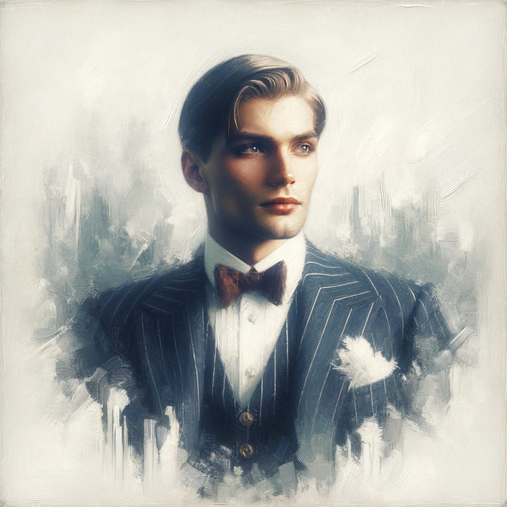 Elegant 1920s Man as Vintage Oil Painting