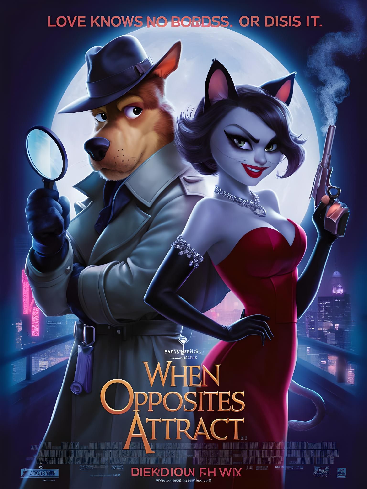 Movie Poster: Anthropomorphic Dog Detective and Cat