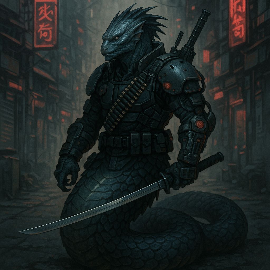 Cyberpunk Naga Street Samurai in Shadowrun