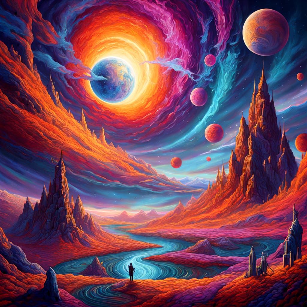 Witches Ritual on Alien Planet in Psychedelic Style