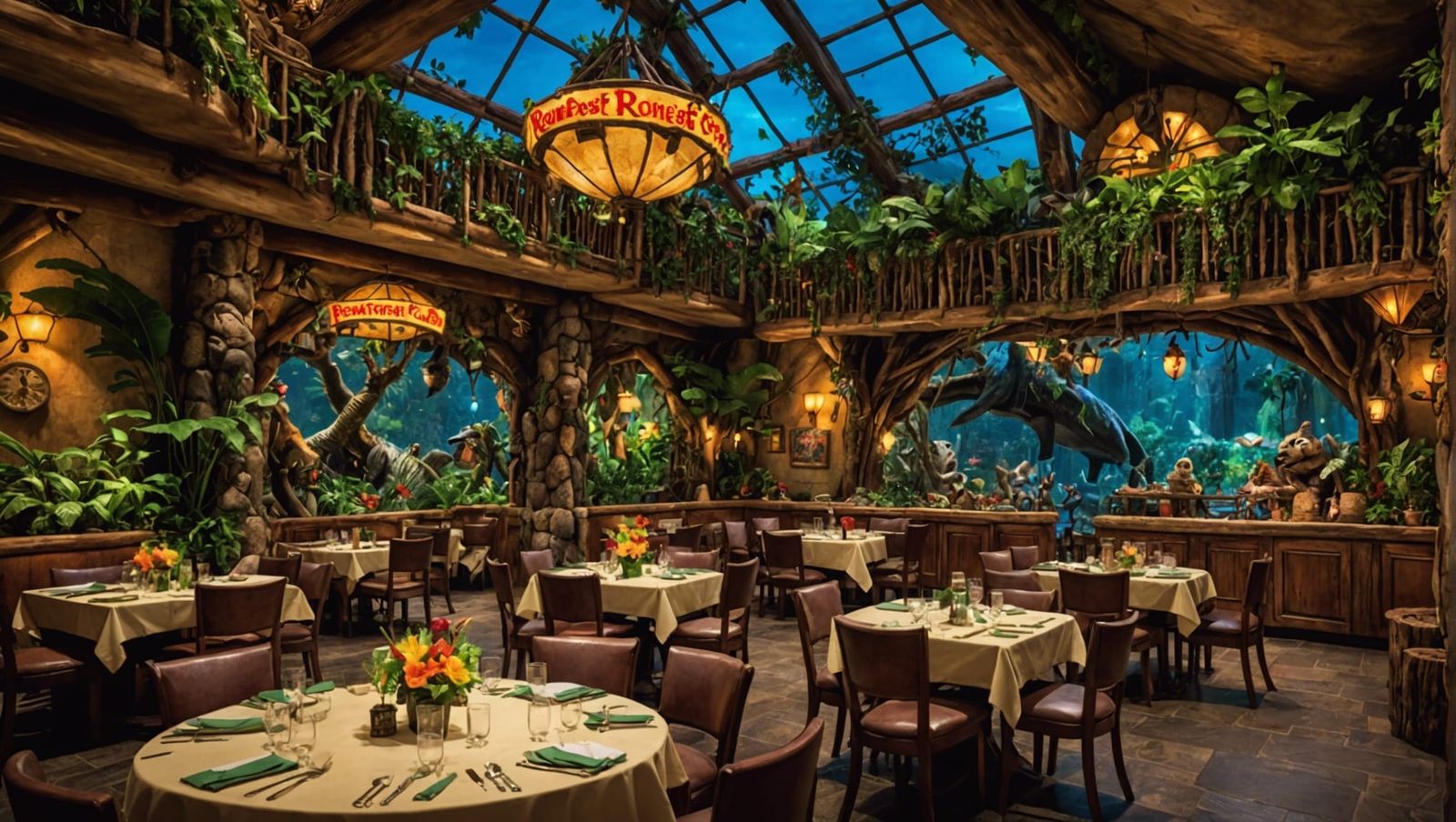 Atmospheric Family Dinner at Rainforest Cafe