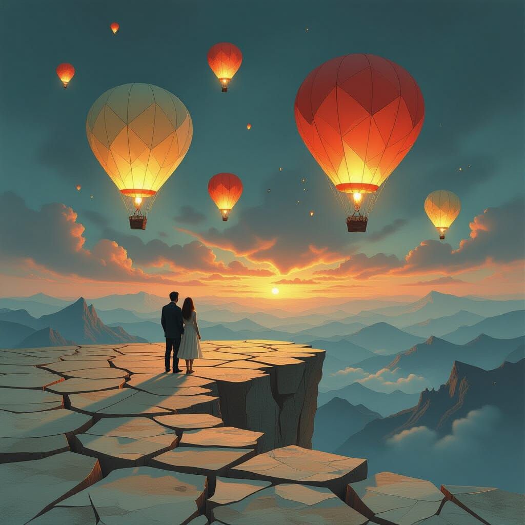 Highly creative. A surreal landscape where the ground is mad...